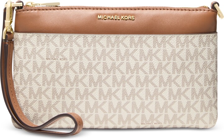 Michael Kors Jet Set Small Top Zip Convertible Wristlet - Vanilla/acrn