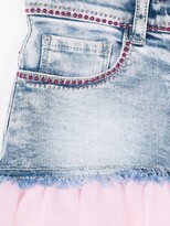Thumbnail for your product : MonnaLisa Tulle-Panel Denim Skirt