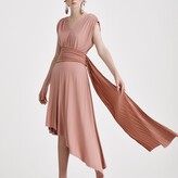 Thumbnail for your product : Paisie Midi Asymmetric Drape Dress in Blush