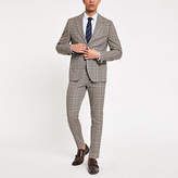 Thumbnail for your product : River Island Brown heritage check skinny fit suit trouser