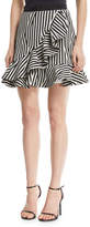 Thumbnail for your product : Self-Portrait Abstract-Stripe Flared Ruffle Skirt