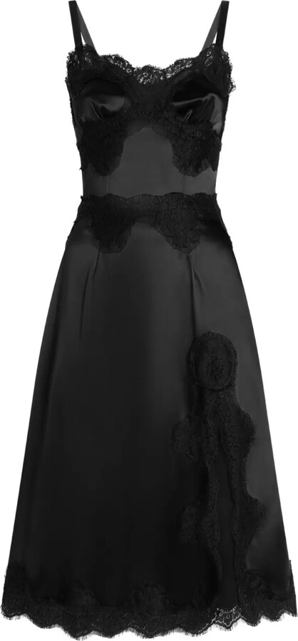 Black Lace Satin Dress ShopStyle UK