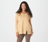 Thumbnail for your product : Logo by Lori Goldstein LOGO Lounge by Lori Goldstein Cotton French Terry Top w/ Angled Slit