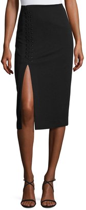 Catherine Malandrino Lace-Detail Slim Midi Skirt, Black