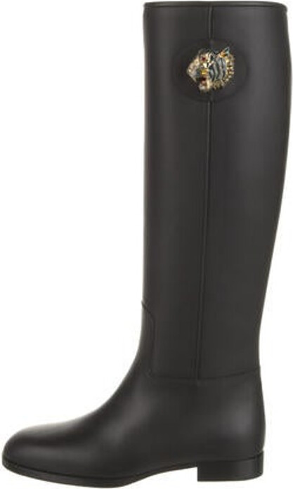 Gucci Tiger Head Accent Leather Riding Boots - ShopStyle