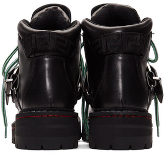 Versace Black Calfskin Buckle Boots