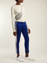 Thumbnail for your product : Miu Miu Crystal-embellished Track Pants - Blue