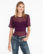 Thumbnail for your product : Express Smocked Bodice Peplum Abbreviated Blouse