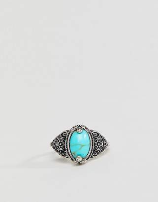 ASOS Curve CURVE Pack of 2 Faux Turquoise Stone Rings
