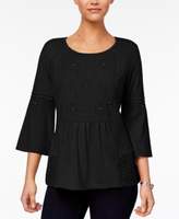 Thumbnail for your product : Style&Co. Style & Co Style & Co Petite Embroidered Lantern-Sleeve Top, Created for Macy's