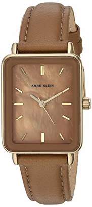 Anne Klein Women's Gold-Tone and Mocha Brown Leather Strap Watch