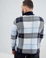 Thumbnail for your product : ASOS DESIGN Plus knitted turtle neck check jumper with zip in blue