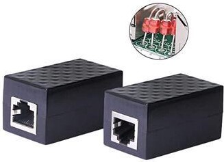 BUCIER Ethernet Surge Protector RJ45 Coupler Female to Female Network Surge Protector Outdoor Arrester Protection Device Extension Adapter2Pack