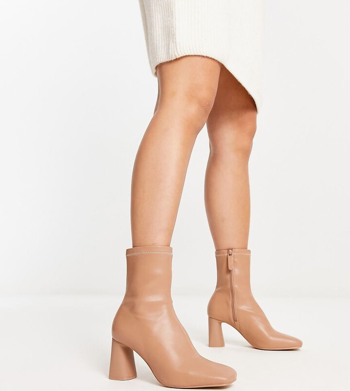 Stradivarius Mid Heel Sock Boots Stretch High-heeled Ankle Boots