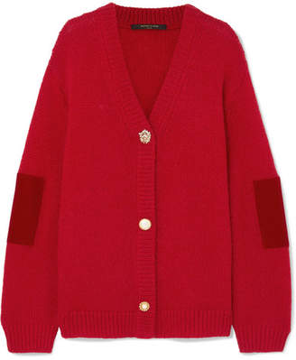 Mother of Pearl Vita Velvet-trimmed Knitted Cardigan - Red