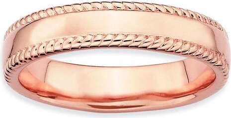 Black Bow Jewelry Co. BlackBowJewelry14kRoseGoldPlatedSterlingSilverRopeEdged4.25mmBandSize6