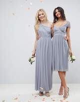 Thumbnail for your product : ASOS Design Bridesmaid Ruched Mesh One Shoulder Maxi Dress