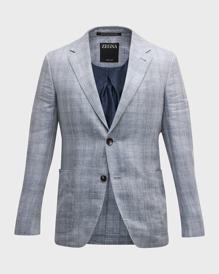 Ermenegildo Zegna Men's Plaid Linen Sport Coat