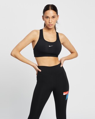 Nike Women's Black Crop Tops - Dri-FIT Swoosh Medium-Support 1-Piece Pad Sports Bra