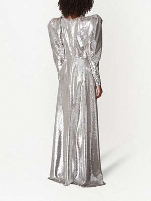 Carolina Herrera Sequin-Embellished Puff Sleeve Gown