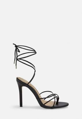 Missguided Black Strappy Toe Post Heeled Sandals