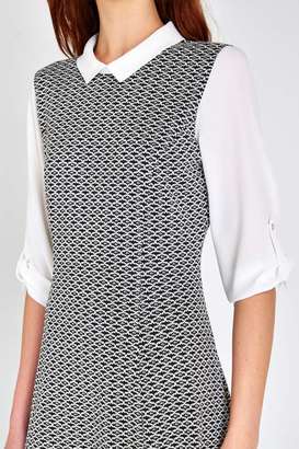 Monochrome Jacquard Fit And Flare Dress