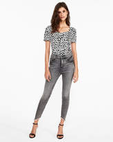 Thumbnail for your product : Express Print Sweetheart Neck Puff Shoulder Tee