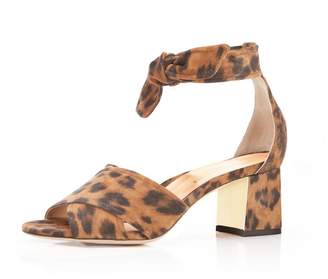 Marion Parke Bella Leopard | Suede Block Heel Ankle Tie Sandal