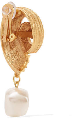 Oscar de la Renta Gold-plated Faux Pearl Clip Earrings