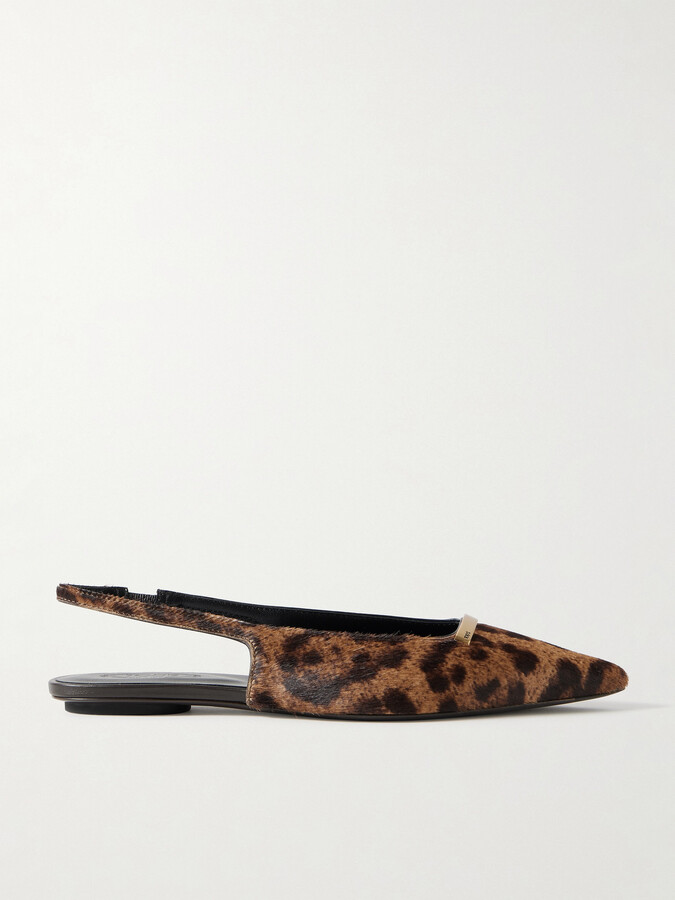 Tod's Embellished Leopard-print Calf Hair Slingback Flats - Animal print