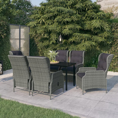 VidaXL Garden Dining Set Light Grey, Black