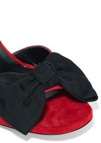 Thumbnail for your product : Saint Laurent Jane Bow-embellished Suede Sandals - Red
