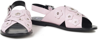 McQ Floral-appliquéd Leather Slingback Sandals