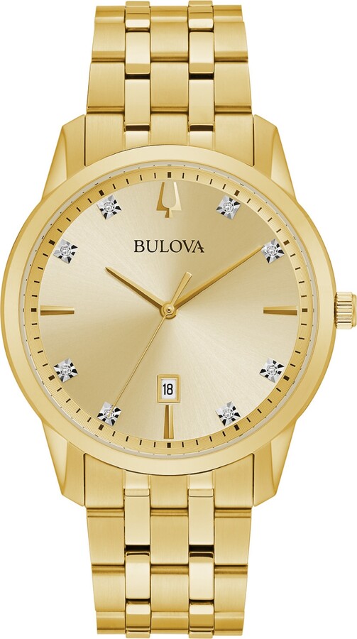 Men's Bulova Futuro Black Dial Gold-Tone Stainless Steel Watch, 42mm, 97D116