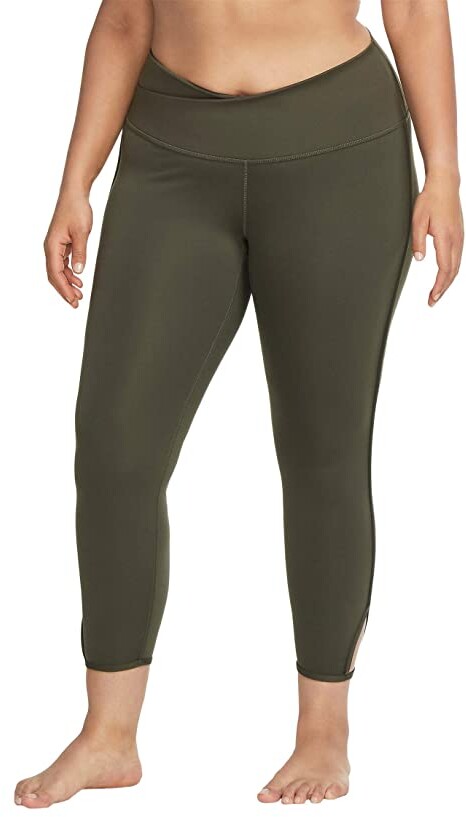 nike yoga wrap cropped leggings in pink