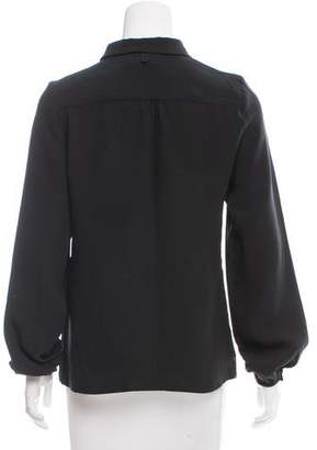 Black Fleece Silk Button-Up Top