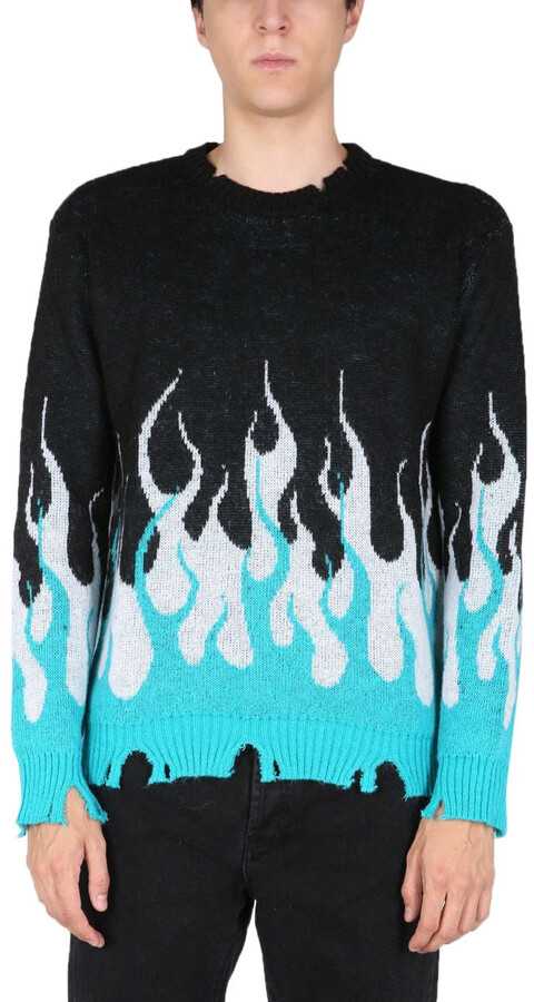 jacquard flame sweater