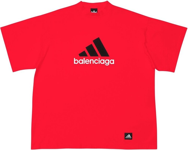 Balenciaga x Adidas logo-print Cotton T-Shirt - Black