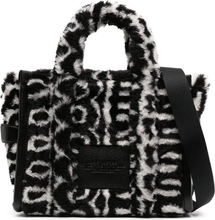Marc Jacobs Black And White The Medium Monogram Faux Fur Tote Bag