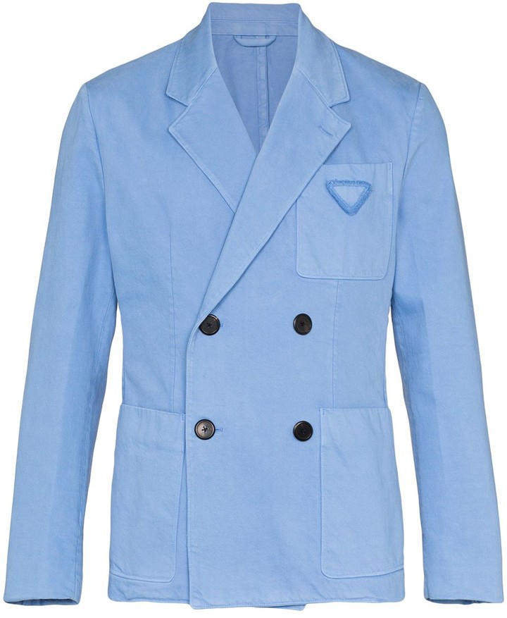denim double breasted blazer