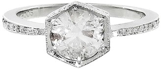 Cathy Waterman Black and White Diamond Hexagonal Bezel Ring
