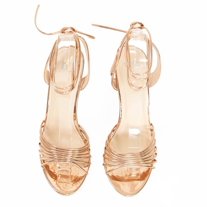 Rose Gold Strappy Heels | Shop the world's largest collection of fashion |  ShopStyle