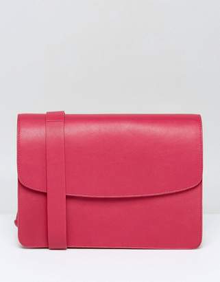 Vagabond Structured Leather Cross Body Bag in Cerise