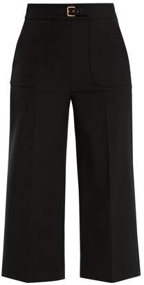 RED Valentino Buckle Detail Wide Leg Cropped Trousers - Womens - Black