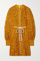 Thumbnail for your product : Zimmermann Belted Lace Mini Dress - Mustard - 00