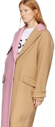 MSGM Beige and Pink Two-Tone Long Coat