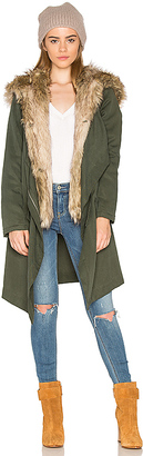 BB Dakota Gerrard Jacket with Faux Fur Trim in Army