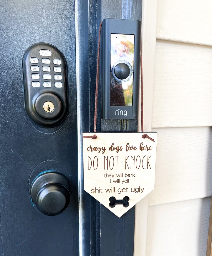 Please Do Not Knock Sign-Sleeping Baby Sign-Dogs Will Bark Sign-Doorbell Sign-No Soliciting Wood Sign