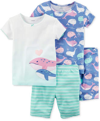 Carter's 4-Pc. Whale Printed Cotton Pajamas Set, Baby Girls