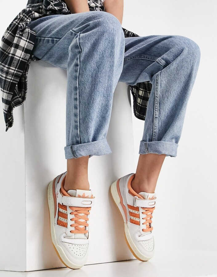 adidas Forum 84 Low sneakers in white with burnt orange details - ShopStyle